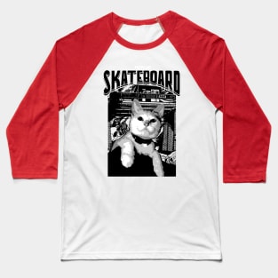 Pussy Cat Skate Board Baseball T-Shirt